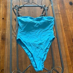 Blue Strapless Swimsuit